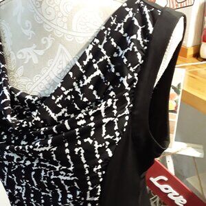 Calvin Klein black and white cowl neck top size L